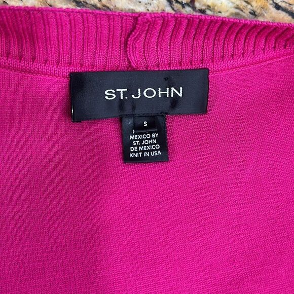 St. John Fuchsia Wool Blend Open Front Shrug Cardigan Size S - Picture 5 of 9